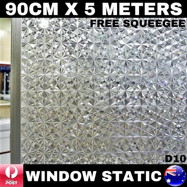90CM x 5M Static Cling Glueless Reusable Removable Privacy Window Glass Film D10
