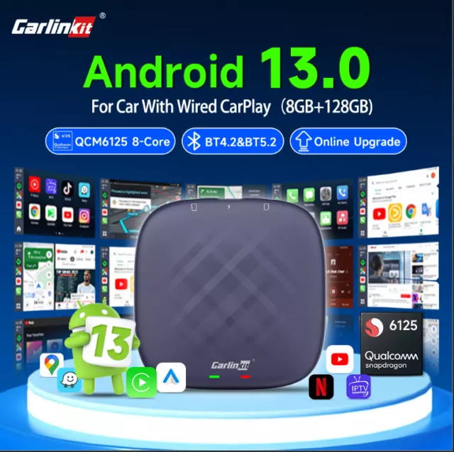 Carlinkit 128G Android 13 Wireless Carplay AI Box Android Auto Multimedia Player