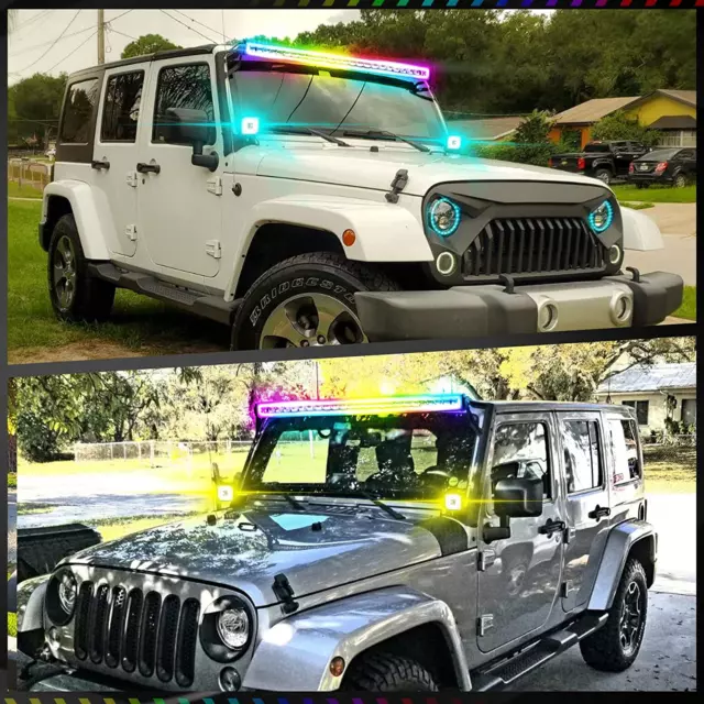 52 inch RGB Led Light Bar 300W Strobe Control 5D For Jeep Wrangler JK 2007-2018 2