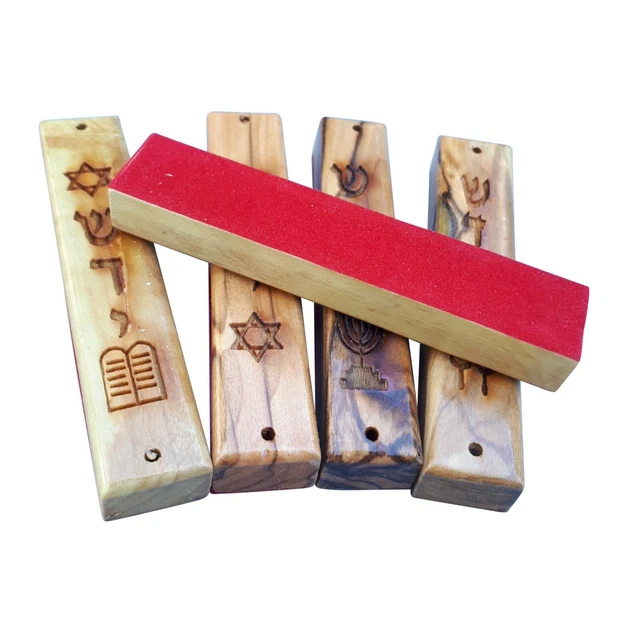 Set of 5 Olive Wood Door Mezuzah Case For 7 Cm Scroll