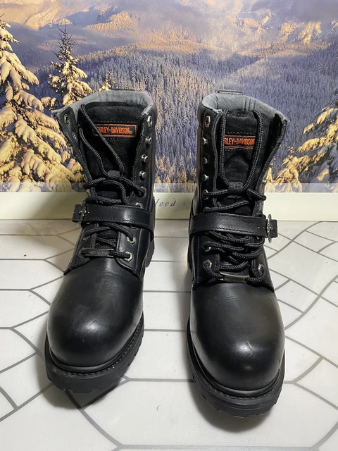 Harley Davidson Womens Black Leather Motorcycle Biker Boots Sz 7.5 steel toe