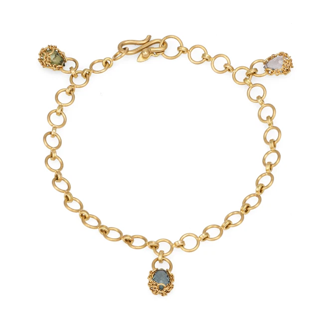 Anthony Nak Quartz Charm Bracelet Estate 18k Yellow Gold 7" Fine Jewelry Anthony Nak Quartz Charm Bracelet Estate 18k Yellow Gold 7" Fine Jewelry
