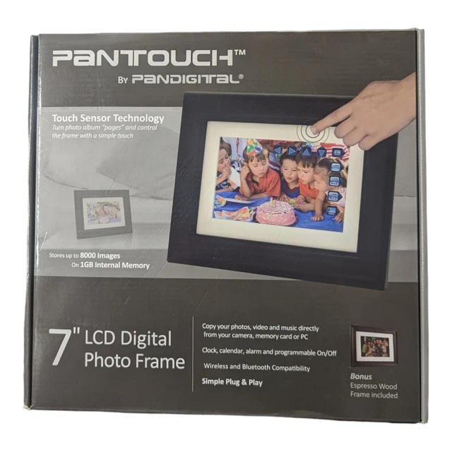 Pandigital PanTouch Bluetooth 7" LCD Digital Picture Photo Frame Touch Sensor