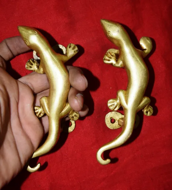 Brass Collection Lizard Handle Handmade Gold Finish Restaurant Door Handle MS49