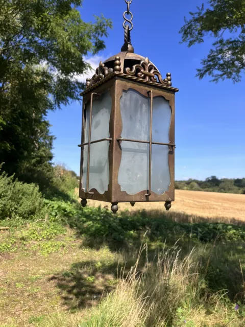 Rare Antique Art Nouveau Brass Lantern Circa 1900