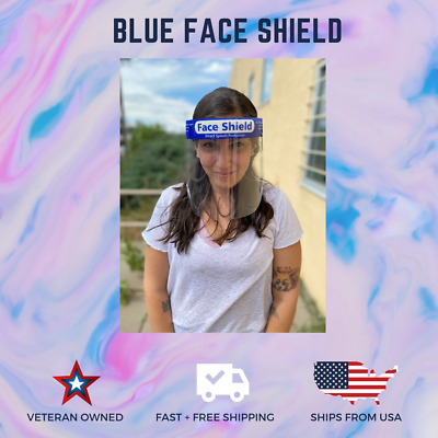 Blue Safety Shield | Full Face Coverage | Washable | Reusable | USA Stock