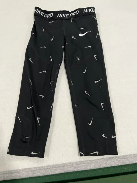 Nike Pro Dri-FIT Black Compression Capri Pants Leggings Girls Size Small S