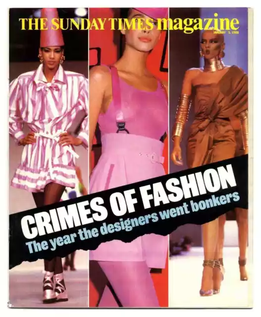 Sunday Times Magazine January 3 1988 Crimes of Fashion Gaultier Lacroix Mugler