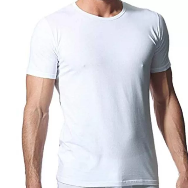🇮🇹 Set 6 Maglie In Cotone 100% Bianco Da Uomo T-Shirt Girocollo Made In Italy