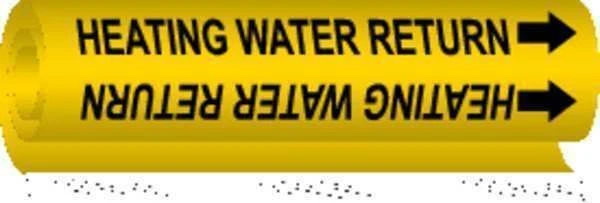 BRADY Pipe Marker, Heating Water Return, Yellow, 5702-II 5702-II