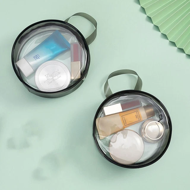 de maquillage PVC rond sac cosmétique Sac de stockage Boîte à fermeture éclair