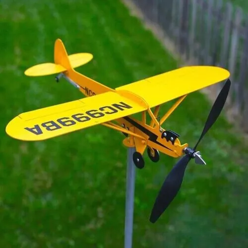 3D J3 Cub Wind Spinner Flugzeug Metall Flugzeug Wetter Schaufel Garten Windmühle