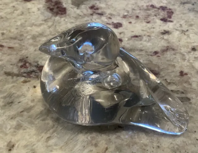 Vintage Quality Art Clear, Solid Glass Duck Figurine Hand Made