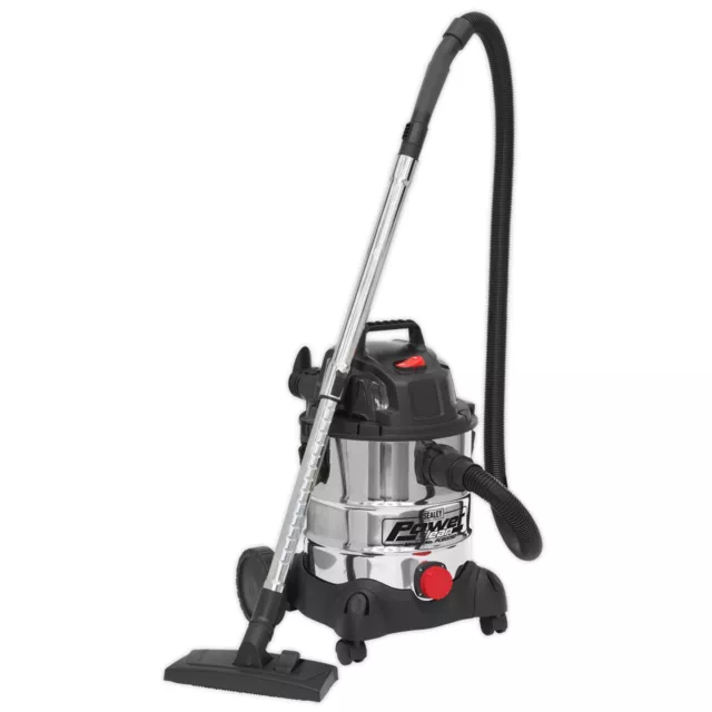 Sealey Vacuum Cleaner Industrial Wet & Dry 20L High Powered Telescopic