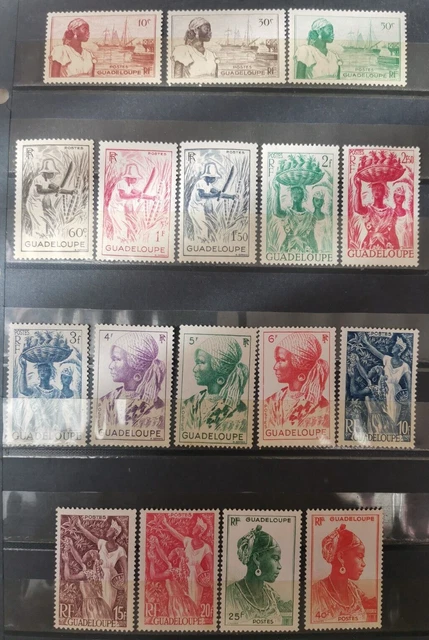 GUDALUPE Guadeloupe Scott# 189-205 (*) MNG à ** MNH 1947