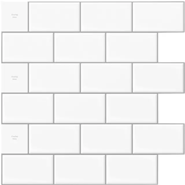 Art3d 10-Pack Peel and Stick Backsplash Premium Anti Mold Tile in White 12"x12"