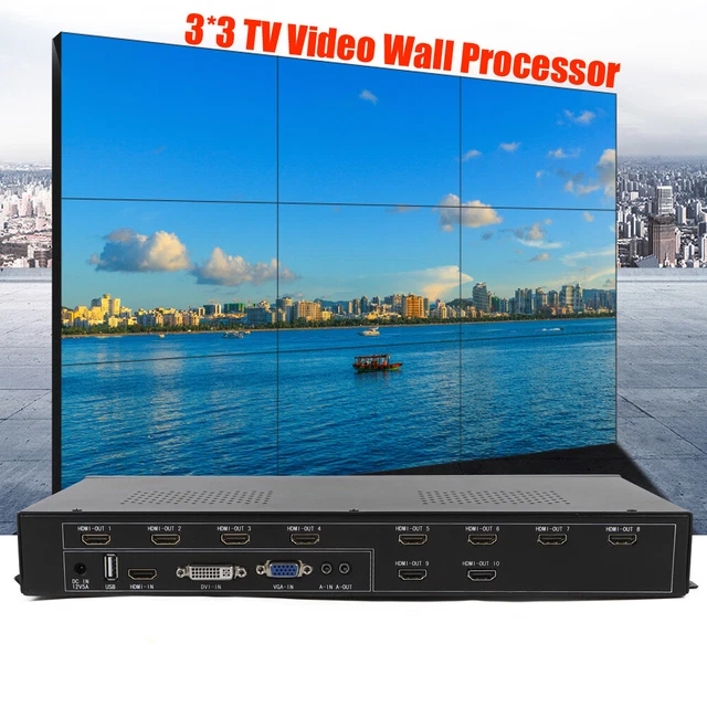 USB VIDEO WALL Controller 2X2 3X3 TV Wall Processor HDMI DVI VGA 9 TV