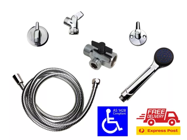 DISABLED SHOWER SET KIT BATHROOM HAND HELD 2m HOSE SHOWER SWITCH COCK WATERMARK