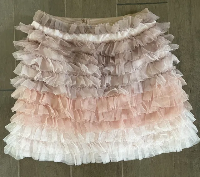 GAP Kids Girls Ruffle Layered Tulle Skirt Mauve Pink Lght Pink Size Medium 8 EUC