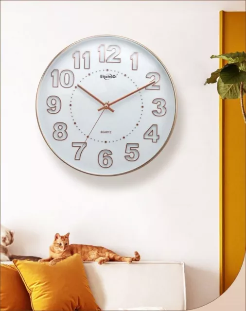 Orologio da Parete Movimento quarzo Muro Moderno per Casa Ufficio 30cm, Oro Rosa