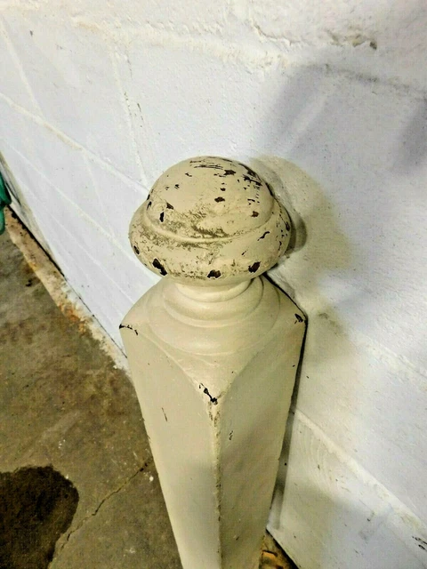 1800's Antique NEWEL POST Victorian Stairway Railing Finial Fir White ORNATE 5