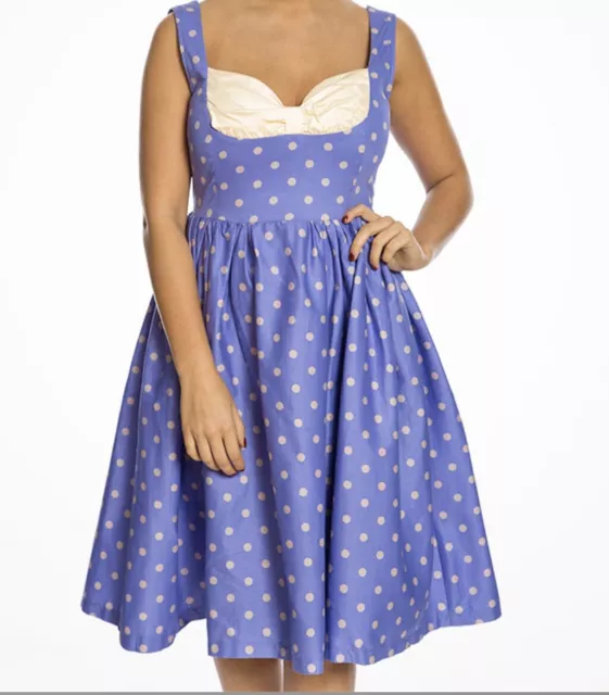 NEW LINDY BOP Size 10 Purple POLKA DOT Rockabilly Swing DRESS Vintage 40s Pinup 2