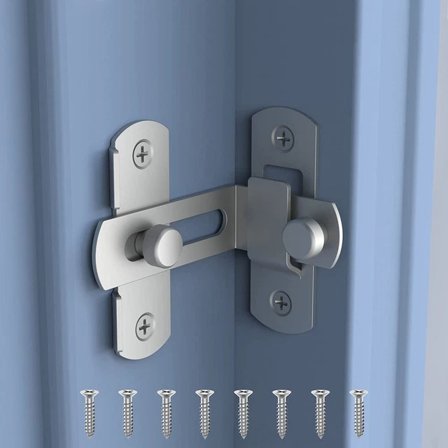 Barn Door Lock, Flip Door Sliding Latch, 90 Degree Stainless Steel Angle Door La