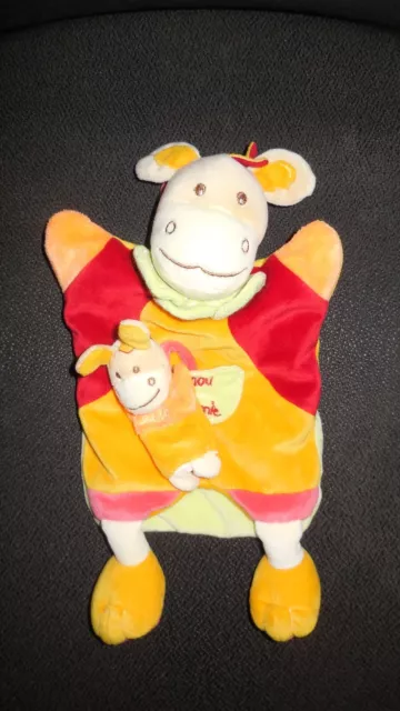DOUDOU ET COMPAGNIE marionnette cheval âne girafe orange rouge jaune