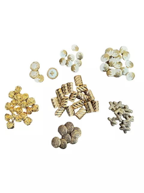 Dress It Up Fancy Button Pack Gold White Plastic Assortment Craft Sewing