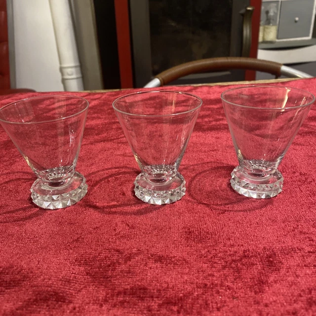 3 Verres  apéritif ART DECO cristal signé St SAINT LOUIS modèle DIAMANT 6,5 H