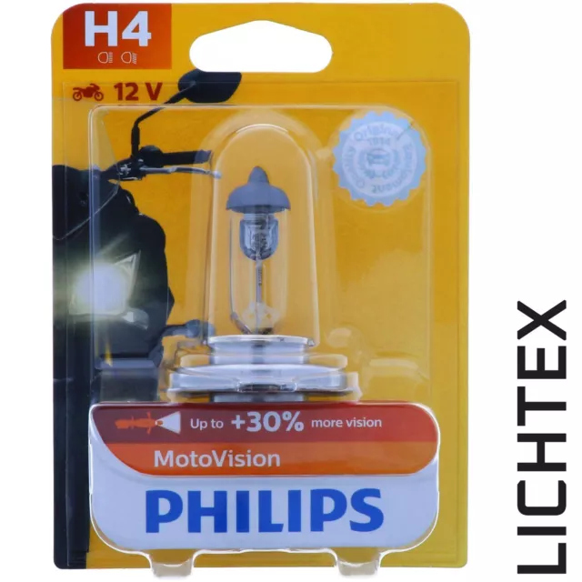 H4 PHILIPS More Vision Moto +30% Mehr Licht Vibrationsfest Motorrad Lampe