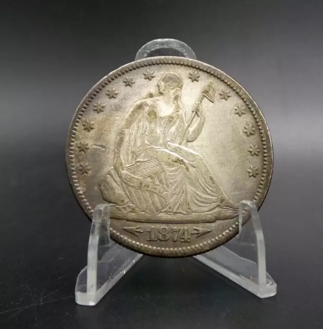 1874 Seated Liberty Silver 50c Half Dollar With Arrows  - B6158