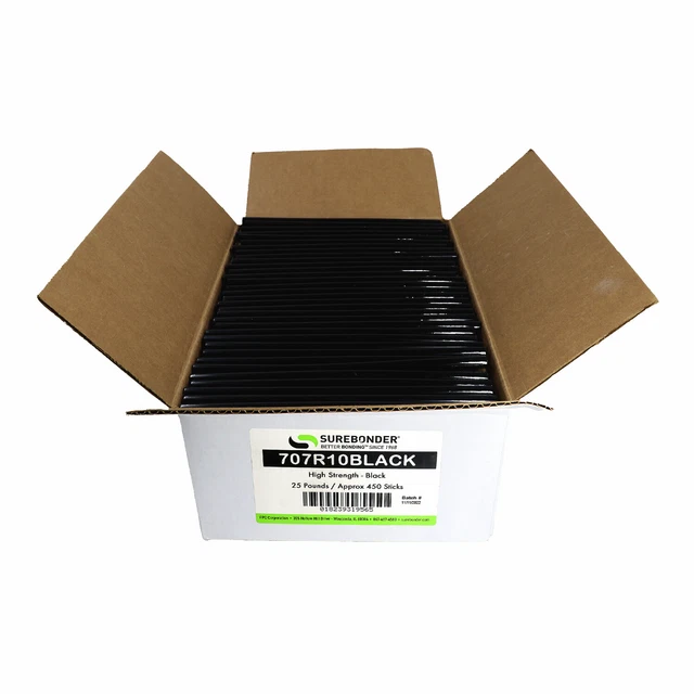Surebonder Bulk Full Size 10" High Strength Black Hot Glue Stick - 25 lb
