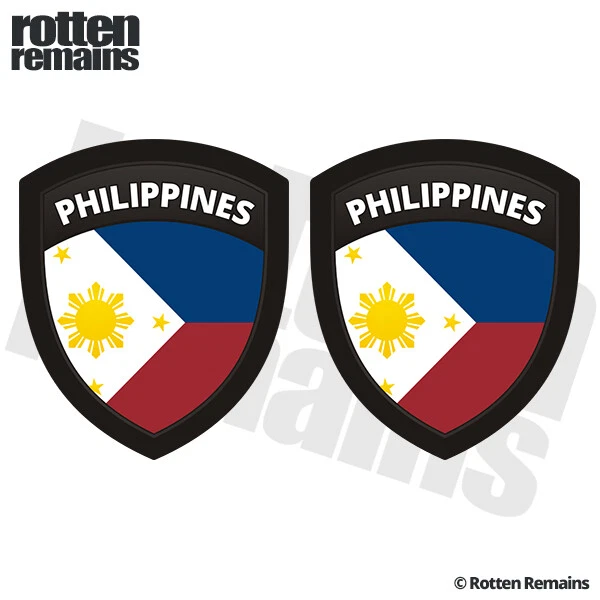 Philippines Flag Shield Decal SET Car Motorcycle V2 Vinyl Sticker e4m