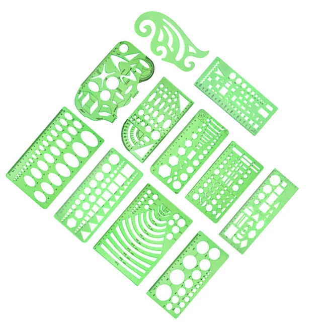 11 piezas plantilla de dibujo de edificios plantilla de ingeniería de líneas plantillas de dibujo