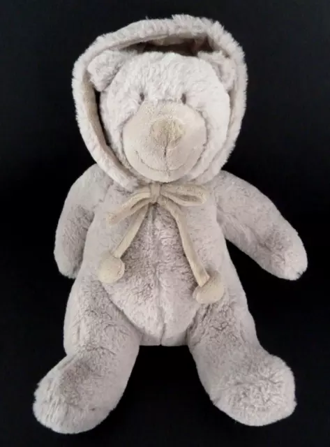 G4. Doudou peluche ATMOSPHERA FOR KIDS OURS gris capuche ponpom coeur 42cm NEUF*