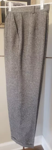 wool blend pants tweed highwaist pleated trousers Savannah cuffed vtg women's