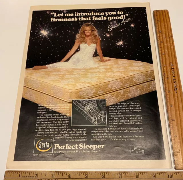 Vintage Print Ad Serta Perfect Sleeper Susan Anton Bed Mattress 1970s Ephemera