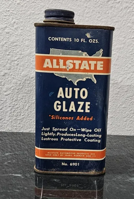 Vintage Advertising Allstate Auto Glaze Tin Can Garage Shop
