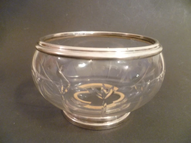 Bol En Cristal Taillé Gaston Bardiés - Bordure Argent Massif - Début 1900