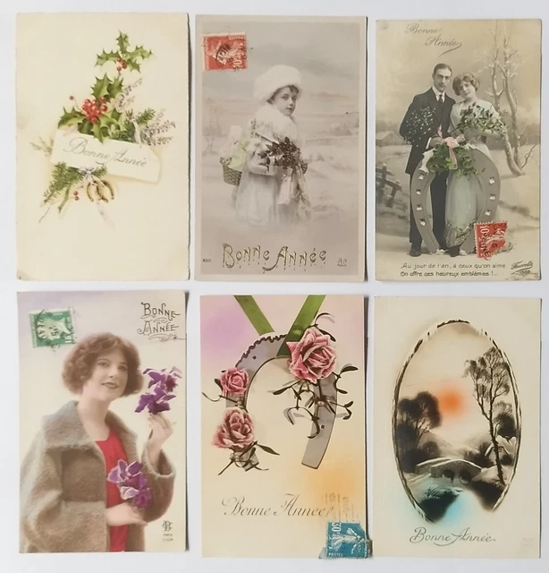 CPA fantaisie Bonne Année - Lot de 6 -
