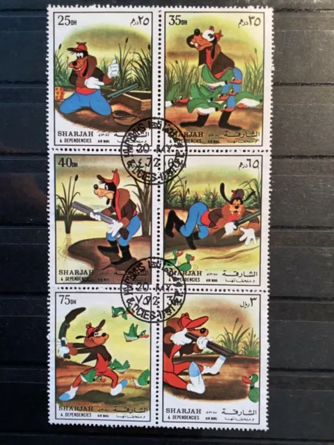 alte Briefmarken Goovy Walt Disney aus 1972 UAE Sharjah Vintage LOT 2110101000