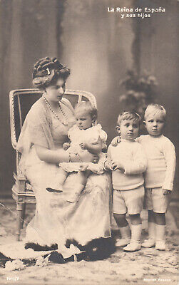 Carte tarjeta postal ESPAGNE SPAIN ESPANA la reina de espana y sus hijos