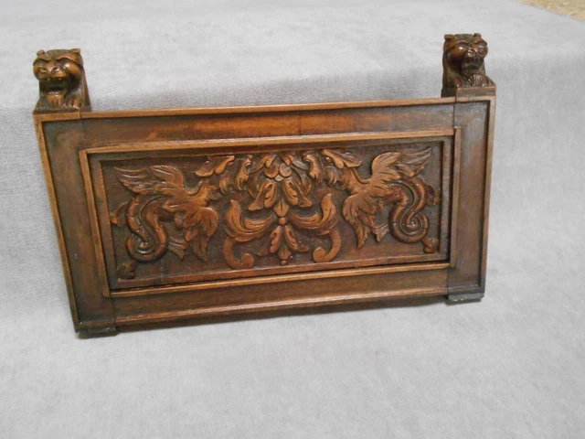 VINTAGE French  walnut wood Carved figural  Fronton Pediment Panel