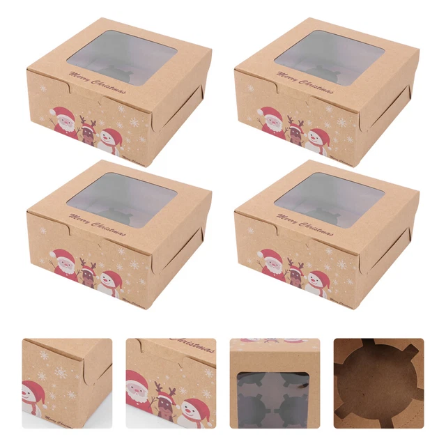 6 pz Contenitori per torte trasparenti scatola per cupcake toni della terra