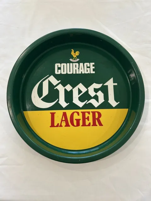 Courage Crest Lager Beer Vintage Metal Beer Tray