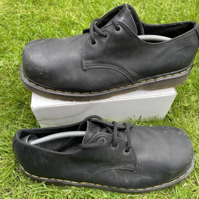 DR MARTENS DM Industrial Black AirWair Shoe Mens Black Steel Toe MADE ...