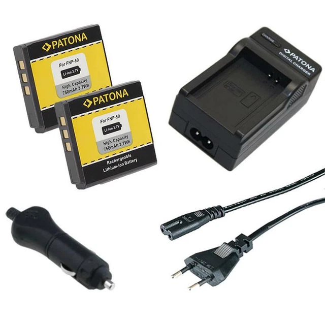 2x Batteria + caricatore casa/auto per Fujifilm Finepix F100fd,F200exr,F300exr