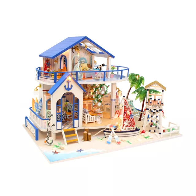 Miniature Kit Diy Dollhouse Wooden Doll House LED Diy House Kit Kids Toys