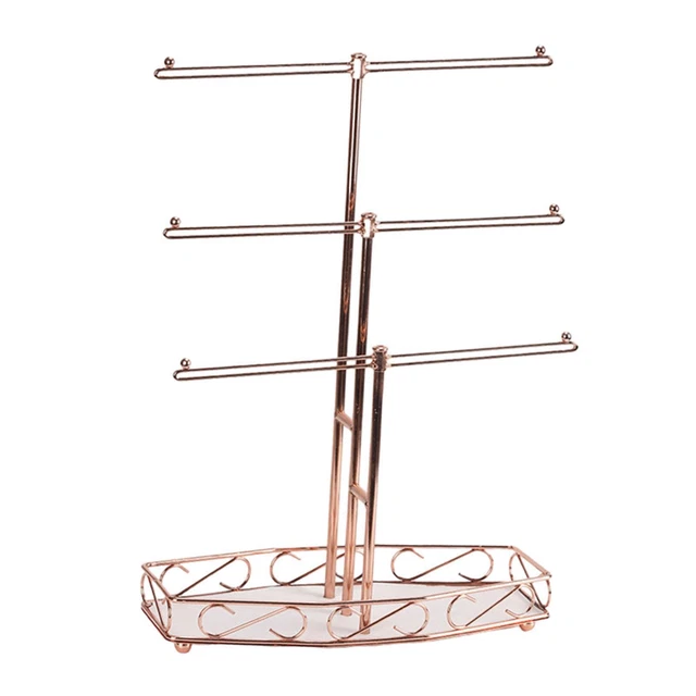 Organisateur de bijoux, support de collier à 3 niveaux, moderne pour vitrine